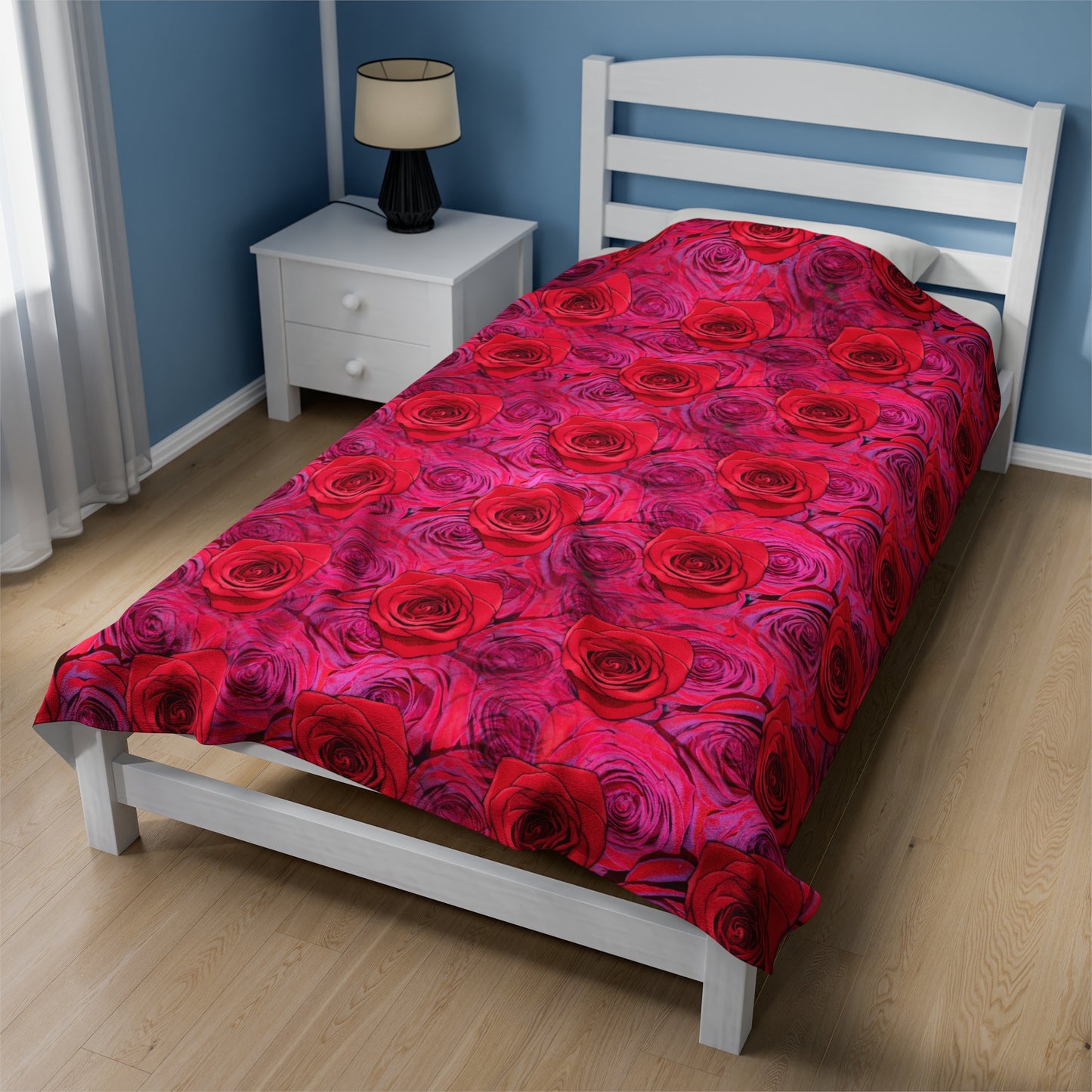 Rose Top Throw Valentine's Day Gift for Her Cute Rose Cover Pink  Velveteen Plush Blanket