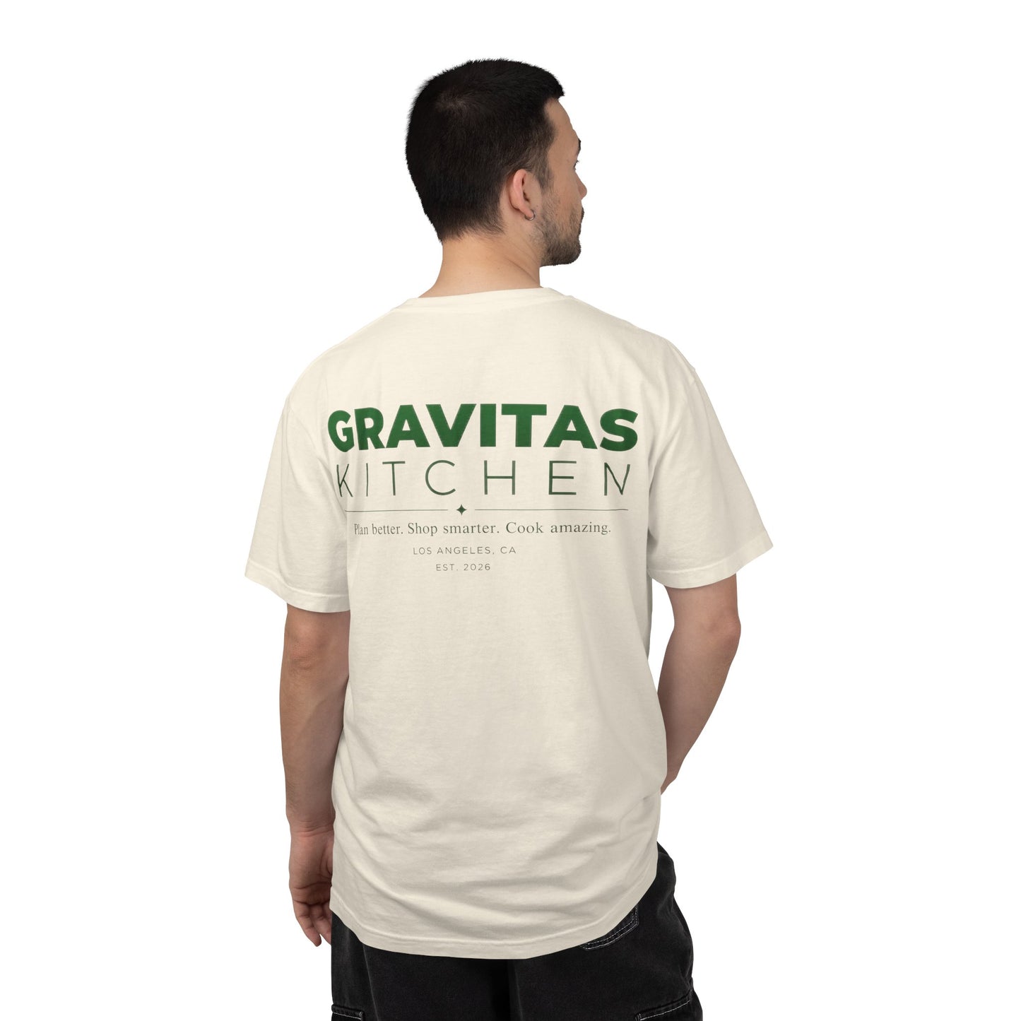 T-Shirt — Watermelon Slice Icon Front with “Gravitas Kitchen” Back | Summer Fruit Tee