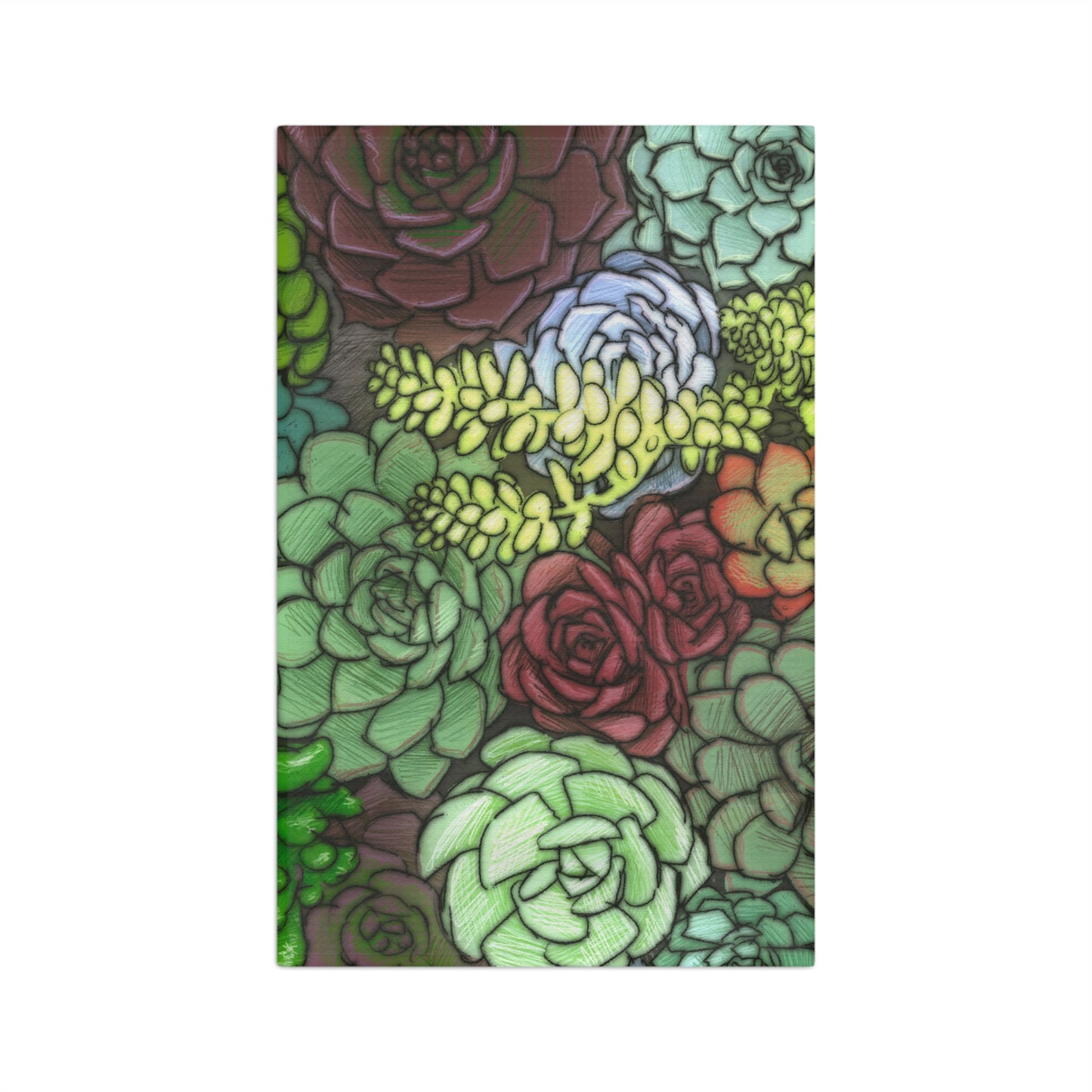 Succulent Towel Gardening House Plant Indoor Plant Lover Gift Idea Green Microfiber Tea Towel
