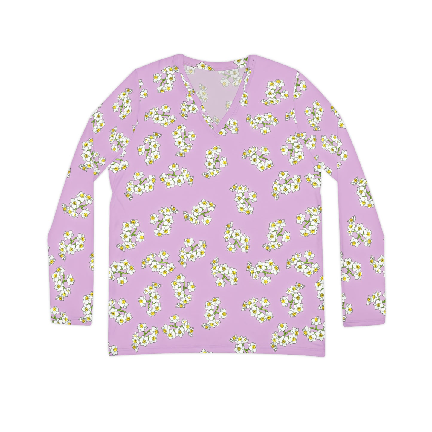 Wild Flower Women's Long Sleeve V-neck Shirt (AOP)