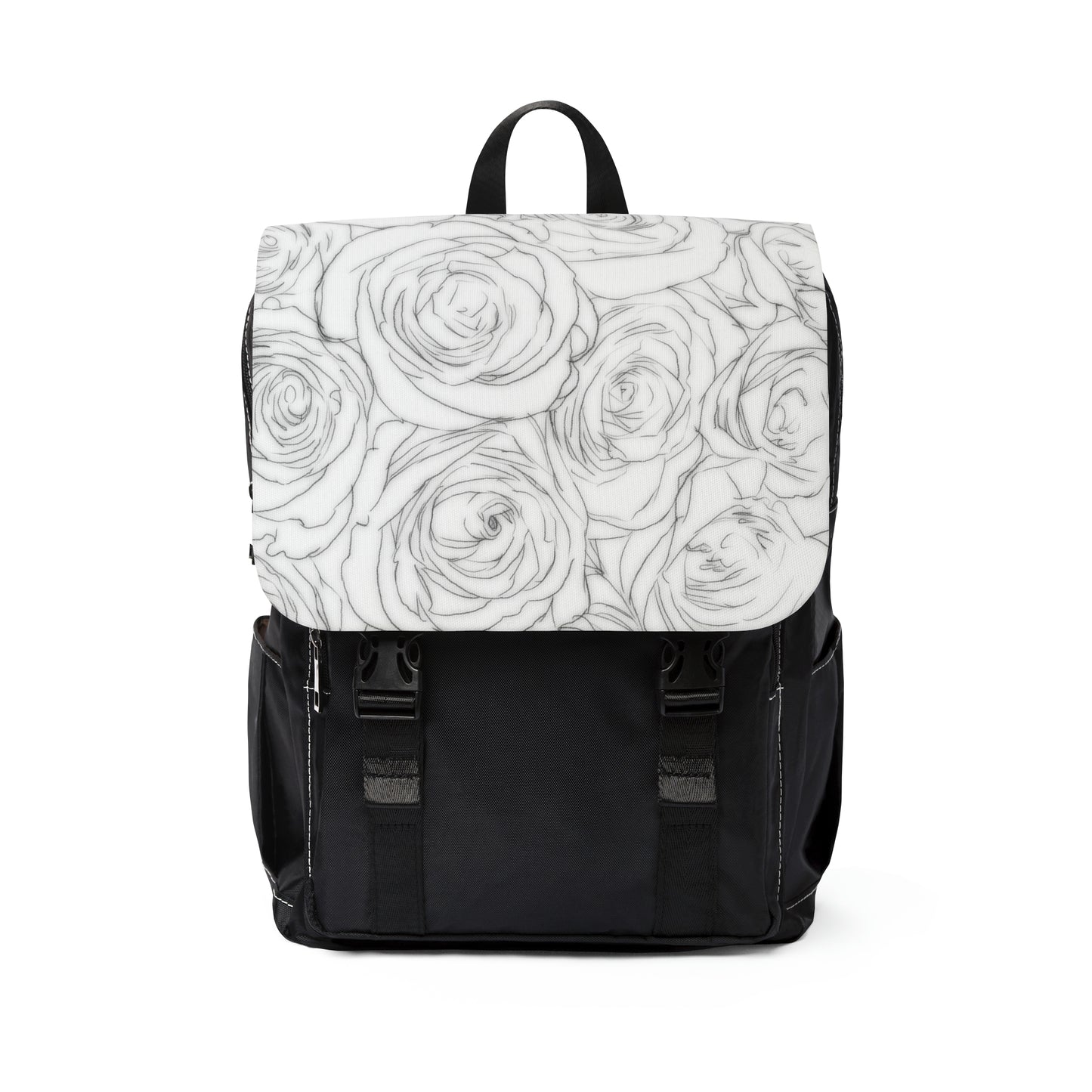 White Rose Unisex Casual Shoulder Backpack Flower Lover Bag