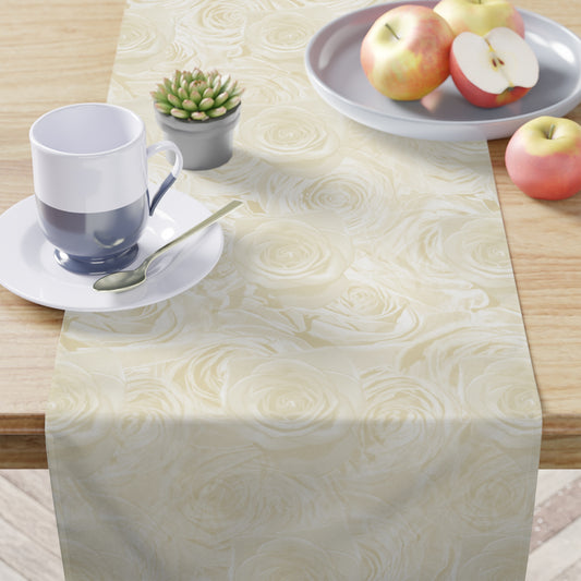 White Rose Table Runner Easter Spring Gift Idea Off White Center Table Cloth