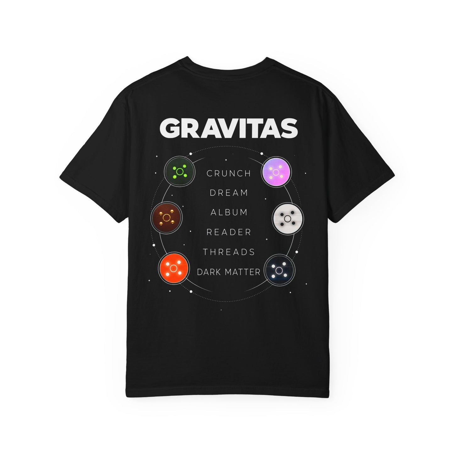 Gravitas Discover T-Shirt — Space Galaxy Album Tracklist Tee