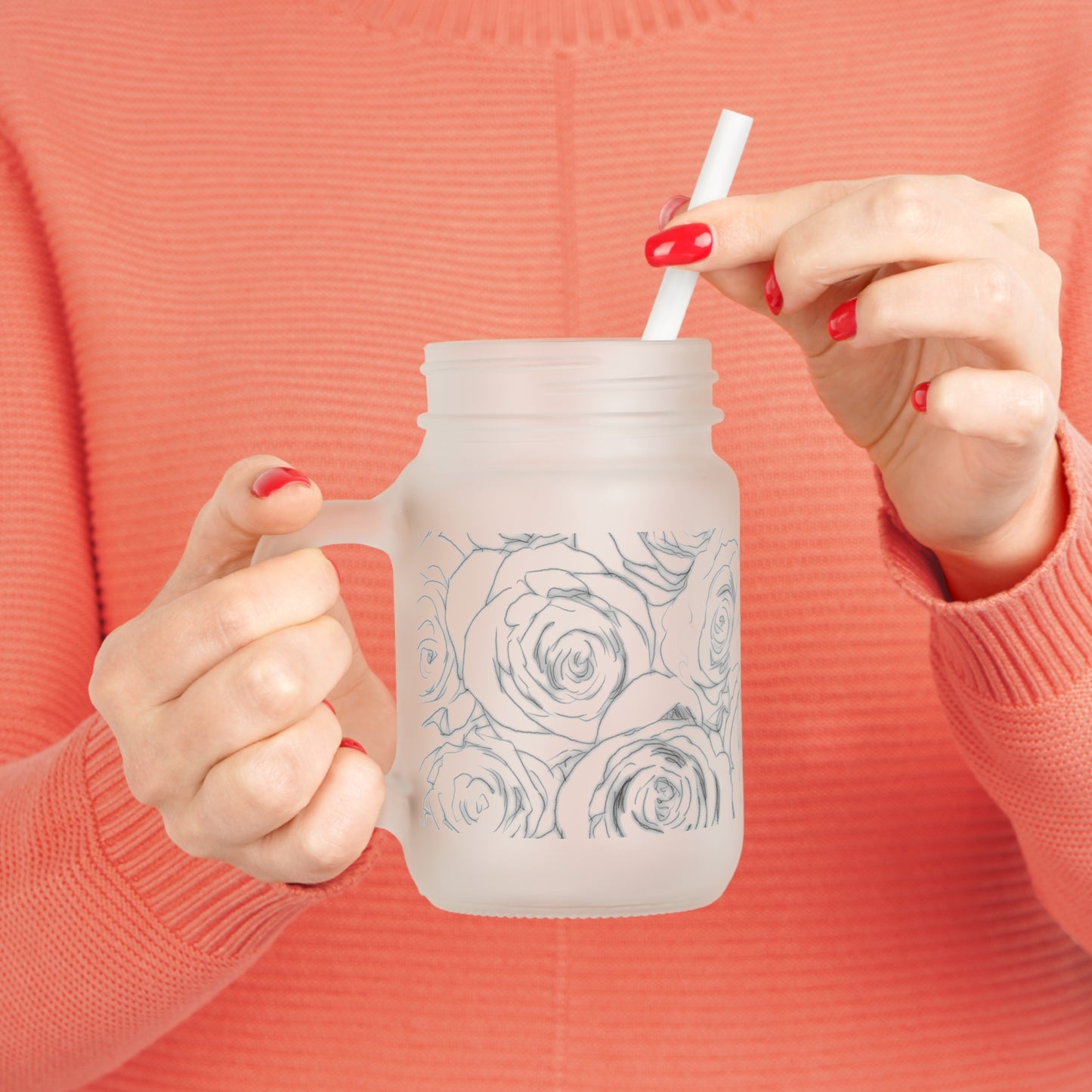 White Rose Mason Jar