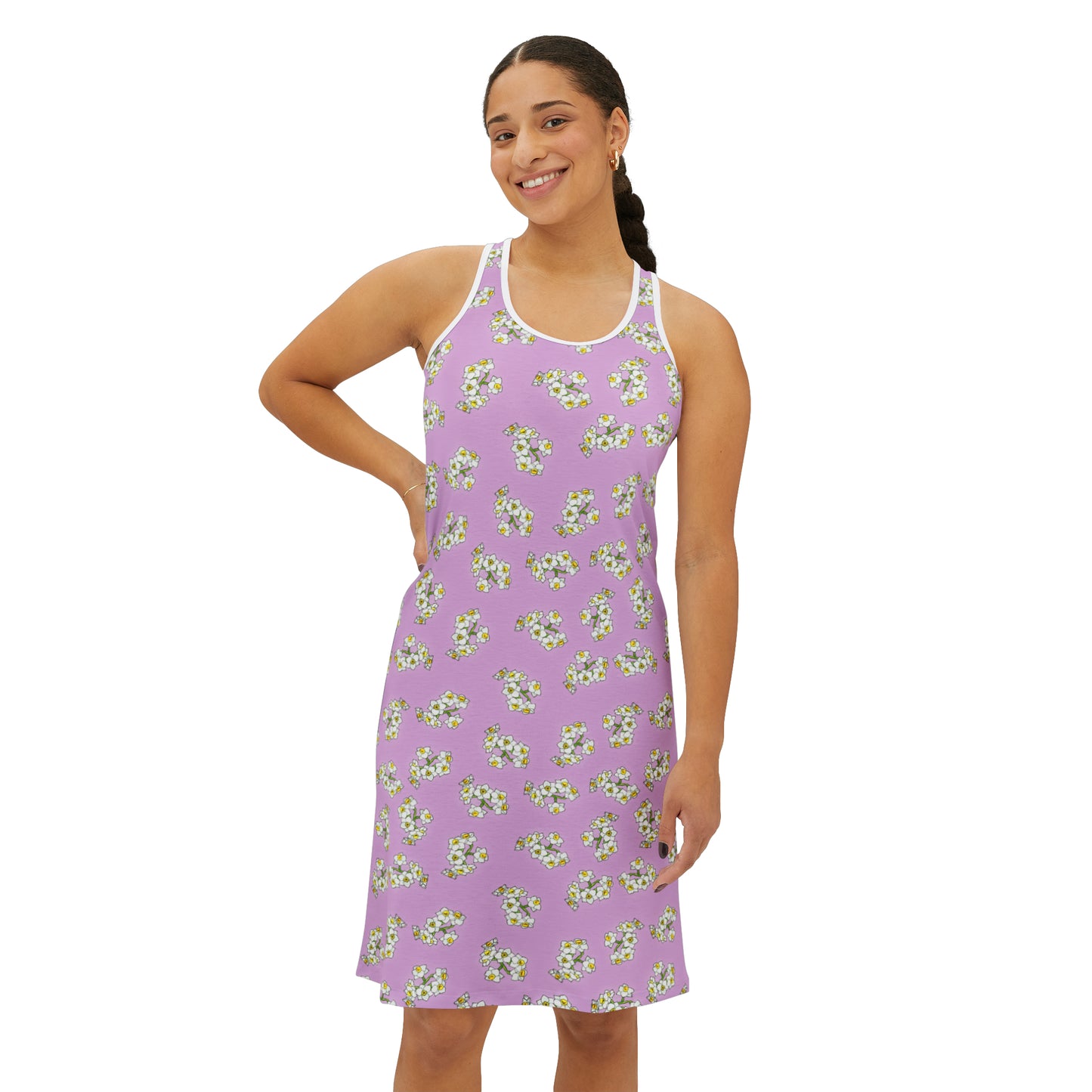 White Daffodil Women's Racerback Dress (AOP)