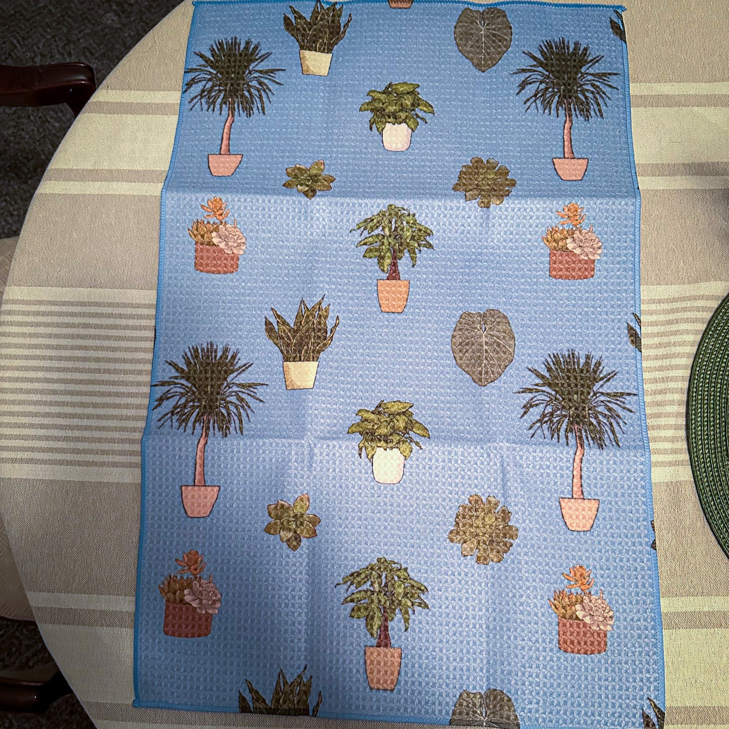 House Plant Towel Gardening Indoor Plant Lover Gift Idea Blue Microfiber Tea Towel